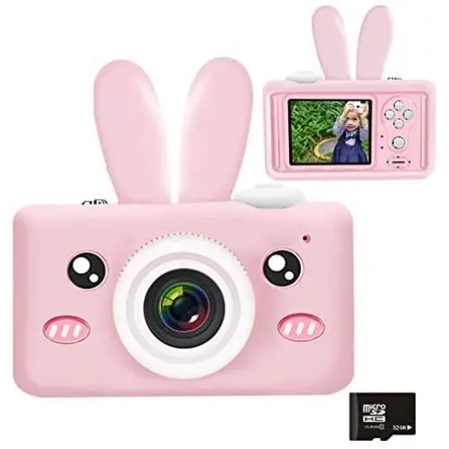 Kids Camera, Easy Hood 1080P HD 2.0 Inch IPS Screen Children Mini Video Camcorder Toy with 32GB SD Card and Soft Rabbit Silicone Cover, Gift for 4-10 Years Old Boys Girls Kids Camera, Easy Hood 1080P HD 2.0 Inch IPS Screen Children Mini Video Camcorder Toy with 32GB SD Card and Soft Rabbit Silicone Cover, Gift for 4-10 Years Old Boys Girls