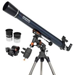 Celestron - AstroMaster 90EQ Refractor Telescope - Refractor Telescope for Beginners - Fully-Coated Glass Optics - Adjustable-Height Tripod - BONUS Astronomy Software Package