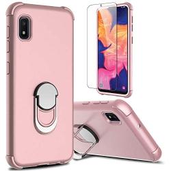 lovpec Galaxy A10e Case with Soft TPU Screen Protector, Ring Magnetic Holder Kickstand Shockproof Protective Phone Cover Case for Samsung Galaxy A10e 5.8 inches (Pink)