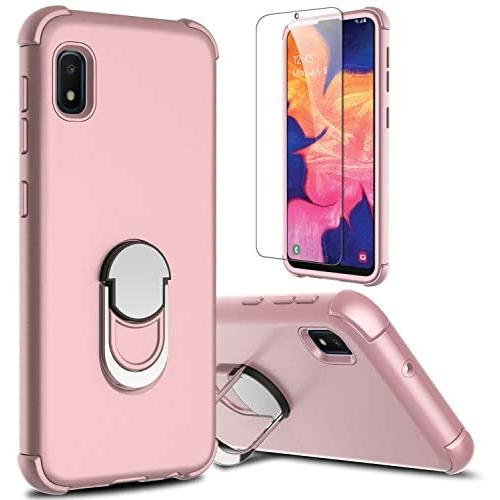 lovpec Galaxy A10e Case with Soft TPU Screen Protector, Ring Magnetic Holder Kickstand Shockproof Protective Phone Cover Case for Samsung Galaxy A10e 5.8 inches (Pink)