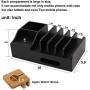 Bamboo Charging Station for Multiple Devices with 5 Port USB Charger, 4 Charger Cables and Apple Watch Stand. Wood Desktop Docking Stations Organizer for Cell Phone, Tablet, Watch, Office Accessories