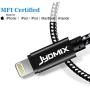JYDMIX USB C to Lightning Cable 3FT [Apple MFi Certified] Nylon Braided Compatible with iPhoneSE 2020/11/11Pro/ X/XS/XR/XS Max / 8/8 Plus, Support Power Delivery by Type C Charger