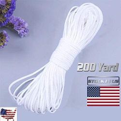 200 Yards Elastic Cord String, 1/8 Inch (3mm) Elastic Bands for Sewing, Round White Ear Loop Elastic Strap, Stretchy Rope for Masks Crafts DIY (200 Yards)