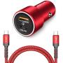 JSAUX USB Type C PD Car Charger Compatible for Samsung Galaxy S20 S20+ Ultral Note 10, Google Pixel 3/3 XL/3a/3a XL/2/2 XL/XL/C, iPad Pro-18W Power Delivery & QC 3.0 Fast Adapter & USB C to C Cable