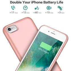 Battery Case for iPhone 6/7/8/6S 6000mAh,Portable Charger Case Protective Battery Pack Charging Cover Case for iPhone 6/6s/7/8- Rose Gold (4.7inch)