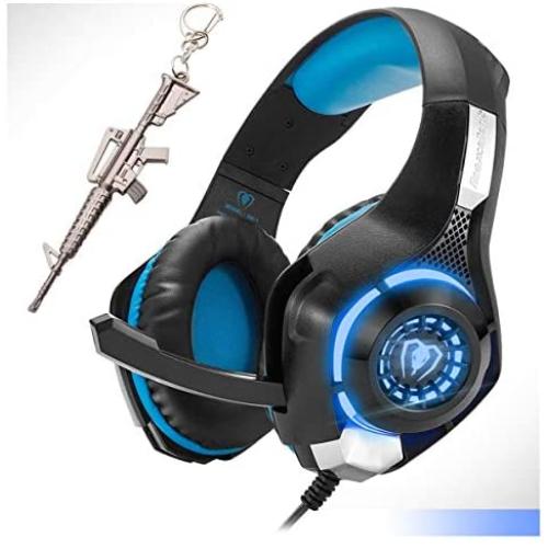 Blue Gaming Headset,Computer Headsets PC 3.5mm Plug Headphones,Lightweight Headset,LED Light,Volume Control,Noise Canceling Mic,for PS4,PC,Xbox ONE,Tablet,Phone,Laptop,Mac Controller (Blue)