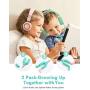 Mpow CH8 Kids Headphones with Microphone (2-Pack), Wired On-Ear Headsets with Safe Volume Limited 91dB, Foldable Durable Earphones w/Audio Splitter for Boys/Girls/Toddlers/Children/School/Travel/Plane