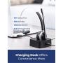 Mpow M5 Pro Bluetooth Headset with Microphone, Wireless Headphones for Cell Phone, Noise Canceling Headset with Charging Base for PC, Laptop, Truck Driver, Office, Call Center, Skype