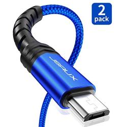 Micro USB Cable Android Charger, JSAUX (2-Pack 6.6FT) Micro USB Android Charger Cable Nylon Braided Cord Compatible with Samsung Galaxy S7 S6 J7 Note 5, Kindle, Xbox, PS4 and More-Blue