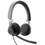 Logitech Zone Wired Noise Cancelling Headset, Certified for Microsoft Teams with Advanced Noise-canceling mic Technology for Open Office environments, USB-C with USB-A Adapter, Graphite.