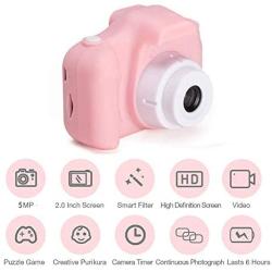 EMISK Kids Digital Camera for Girls Age 3-10, Toddler Cameras Mini Cartoon Rechargeable Video Camera with 2 Inch IPS Screen and 32GB SD Card Child Camcorder Toy Gift for Kid’s Birthday (Pink)