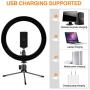 10" LED Ring Light with Tripod Stand and Phone Holder for Selfie,Live Streaming & YouTube Video, Dimmable Desk Makeup Ring Light for Photography, Shooting with 3 Light Modes and 10 Brightness Level