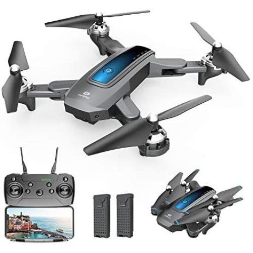 DEERC D10 Foldable Drone with Camera for Adults 720P HD FPV Live Video, Tap Fly, Gesture Control, Selfie, Altitude Hold, Headless Mode, 3D Flips, Quadcopter for Kids Beginners with 2 Batteries 24mins