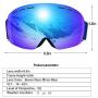 ERUW Ski Goggles - OTG Frameless Snowboard Goggles with Anti-Fog UV Protection of Double Lens Compatible Windproof Helmet for Snowmobile & Skiing & Skating Snow Goggles