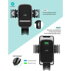REDBEAN Wireless Car Charger 15W Qi Fast Charging Auto Clamping Mount Windshield Dashboard Air Vent Phone Holder Compatible with iPhone 11 Pro Max XS XR X 8 Plus Samsung S10 S9 S8(Modern Black)
