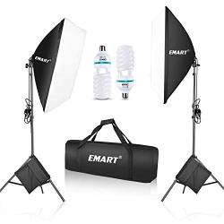 Emart 1050 Watt Softbox Photography Lighting Kit with Sandbags 20" x 28"/ 50 x 70 cm Continuous Lighting Equipment 2pcs 105W 5500K Photo Video Lighting Bulb for Product Shooting, Portraits and Filming