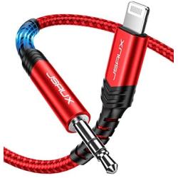 JSAUX Lightning to 3.5mm Audio Cable 6FT, [Apple Mfi Certified] iPhone Audio Headphone Jack Cable Lightning to Aux Cord Compatible with iPhone SE/11/11 Pro/11 Pro Max/X XR XS XS Max 8 8P 7 7P-Red