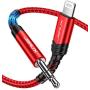 JSAUX Lightning to 3.5mm Audio Cable 6FT, [Apple Mfi Certified] iPhone Audio Headphone Jack Cable Lightning to Aux Cord Compatible with iPhone SE/11/11 Pro/11 Pro Max/X XR XS XS Max 8 8P 7 7P-Red