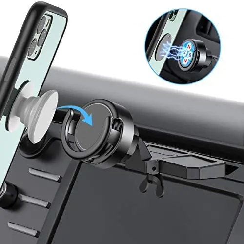 Car Phone Mount Miracase CD Slot Car Phone Holder [2 in 1] Magnetic PO Grip Stand Cell Phone Holder for Car Compatible with iPhone11 Pro Max XR Xs X 8 7 Plus Galaxy Note10 9 S10 9 Lg Moto Etc