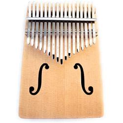 Kalimba Thumb Piano 17-Key, Solid Mahogany Base and Spruce Soundboard, Unique Violin-style sound-hole design, Tuning Hammer, Halley