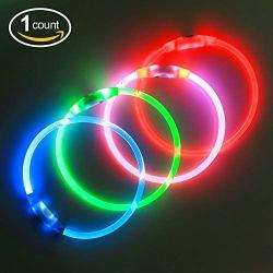 USB Rechargeable LED Dog Collar - Glowing Pet Collar for Dogs, Light Up Doggy Collars Keep Your Dogs Be Seen& Be Safe Adjustable Size Flashing Collars