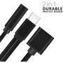 Nylon Braided 2 in 1 USB C Type C to 3.5mm Headphone Audio Aux Jack & Charge Adapter Cable Converter for Motorola Moto Z, Letv Le Pro 3 and Other Mobile Phone That Without 3.5mm Audio Jack