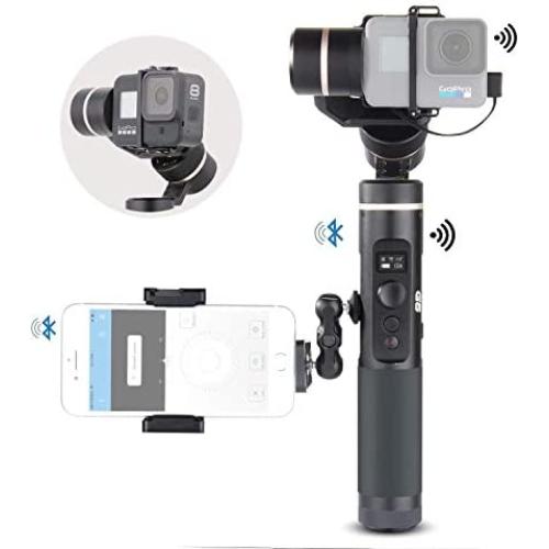 Feiyu G6 Kit 3-Axis Action Camera Gimbal Stabilizer for GoPro Hero 8 Hero 7, Splash Proof Selfie Stick Gimbal for Go pro Hero 6 5 Yi cam 4K, with MiniTripod Phone Clip Hero 8 Adapter Kit