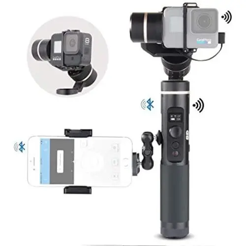 Feiyu G6 Kit 3-Axis Action Camera Gimbal Stabilizer for GoPro Hero 8 Hero 7, Splash Proof Selfie Stick Gimbal for Go pro Hero 6 5 Yi cam 4K, with MiniTripod Phone Clip Hero 8 Adapter Kit