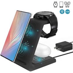 ZHIKE Wireless Charger, 3 in 1 Qi-Certified 10W Fast Charging Stand Compatible with iPhone SE 2020/11 Series/XS Max/XR/XS/8 Plus, Samsung S20/S20+,Airpods,Galaxy Watches and Buds(Not for Apple Watch)