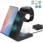 ZHIKE Wireless Charger, 3 in 1 Qi-Certified 10W Fast Charging Stand Compatible with iPhone SE 2020/11 Series/XS Max/XR/XS/8 Plus, Samsung S20/S20+,Airpods,Galaxy Watches and Buds(Not for Apple Watch)