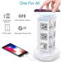 Power Strip Tower Wireless Charger - GLCON Surge Protector Charging Station with 4 USB Ports + 3000W 13A 10 Outlet Plugs + 6ft Extension Cord - Power Outlet Charging Tower for PC Home Office