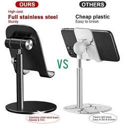 Swhatty Cell Phone Stand Universal Tablet Dock, Angle Height Adjustable Sturdy All Aluminum Alloy Stable Phone Holder for Desk, Compatible with Mobile Phone/iPad 4.7"-12.9" Screen (Black)