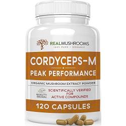 Cordyceps-M Peak Performance Supplement for Energy, Stamina & Endurance, 120 Caps Vegan Cordyceps-M Supplement for Immune Support, Non-GMO & Vegan, Verified Levels of Beta-Glucans, 60Day Supply