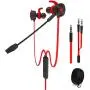 Wired E-Sport Earphone with Adjustable Mic for PS4, Laptop Computer, Cellphone,and so on, maxin 3.5mm Wired Earburds with Snug and Soft Design, Inline Controls for Hands-Free Calling. (Red)