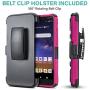 CasemartUSA Phone Case for [Nokia C2 Tennen/Nokia C2 Tava (Cricket Wireless)], [Refined Series][Pink] Shockproof Cover with Built-in Kickstand & Belt Clip Holster for Nokia C2 Tennen / C2 Tava