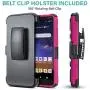 CasemartUSA Phone Case for [Nokia C2 Tennen/Nokia C2 Tava (Cricket Wireless)], [Refined Series][Pink] Shockproof Cover with Built-in Kickstand & Belt Clip Holster for Nokia C2 Tennen / C2 Tava