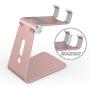 Emoly Adjustable Cell Phone Stand, 2020 Aluminum Desktop Cellphone Stand with Anti-Slip Base and Convenient Charging Port, Fits All Smart Phones (Pink)