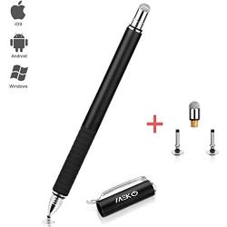 MEKO 2-in-1 Stylus Precision Disc Styli Touch Screen Pen with 3 Replaceable Tips for iPads, Tablets, iPhones, Smartphones, Samsung Galaxy Note/Tab (Black)