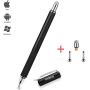 MEKO 2-in-1 Stylus Precision Disc Styli Touch Screen Pen with 3 Replaceable Tips for iPads, Tablets, iPhones, Smartphones, Samsung Galaxy Note/Tab (Black)
