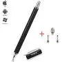 MEKO 2-in-1 Stylus Precision Disc Styli Touch Screen Pen with 3 Replaceable Tips for iPads, Tablets, iPhones, Smartphones, Samsung Galaxy Note/Tab (Black)