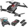 Holy Stone HS160 Pro Foldable Drone with 1080p HD WiFi Camera for Adults and Kids, Wide Angle FPV Live Video, App Control, Gesture Selfie, Tap Fly, Optical Flow, Altitude Hold and 2 Batteries