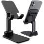 Cell Phone Stand,Nesyd Angle Height Adjustable Desktop Holder Tablet Stand Mobile Phone Mount for Desk Sturdy Aluminum Metal Stand Compatible with Mobile Phone/iPad/Kindle/Tablet (Black)
