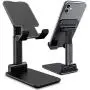 Cell Phone Stand,Nesyd Angle Height Adjustable Desktop Holder Tablet Stand Mobile Phone Mount for Desk Sturdy Aluminum Metal Stand Compatible with Mobile Phone/iPad/Kindle/Tablet (Black)