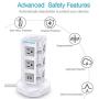 Power Strip Tower Wireless Charger - GLCON Surge Protector Charging Station with 4 USB Ports + 3000W 13A 10 Outlet Plugs + 6ft Extension Cord - Power Outlet Charging Tower for PC Home Office