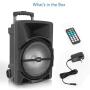 Wireless Portable PA Speaker System -1200W High Powered Bluetooth Compatible Indoor and Outdoor DJ Sound Stereo Loudspeaker w/ USB SD MP3 AUX 3.5mm Input, Flashing Party Light & FM Radio -PPHP1544B