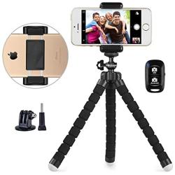 Phone tripod, UBeesize Portable and Adjustable Camera Stand Holder with Wireless Remote and Universal Clip, Compatible with iPhone, Android Phone, Sports Camera GoPro【2018 NEW VERSION】