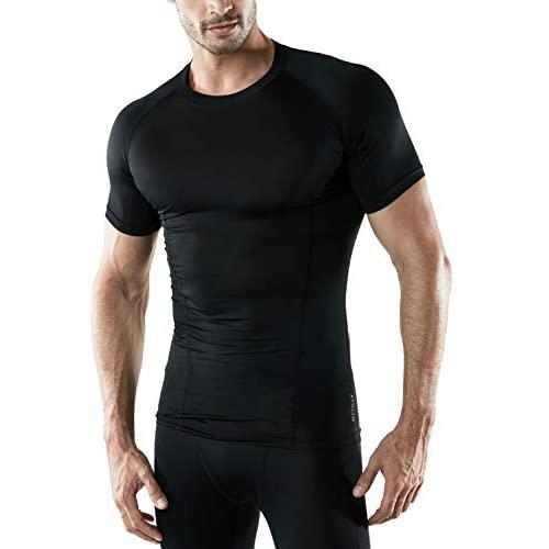 ATHLIO 1 or 3 Pack Mens Cool Dry Short Sleeve Compression Shirts, Sports Baselayer T-Shirts Tops, Athletic Workout Shirt