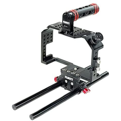 FILMCITY Camera Cage for Panasonic Lumix GH4 / GH3 and Sony A7 / A7r / A7s (FC-A7G34) | Cage with Top Handle and Accessories