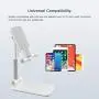 Cell Phone Stand, BoYata Adjustable Desk Phone Stand, Foldable Mobile Phone Holder Compatible with iPhone Xs Max Xr 8 7 6 6S Plus SE 5 5S 5C Charging, Accessories Desk, Other 4-7.9&quot Smart Phones-White