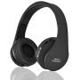 Bluetooth Foldable Headphones Wireless Over-Ear Stereo Earbuds, Wired Headsets with Built-in Microphone Soft Earmuffs & Lightweight for iPhone/Samsung/LG/iPad/PC/TV with Carrying Case (Black)